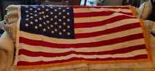 VTG ANNIN 35x56 American Flag DEFIANCE 50 Stars & Stripes Military Gold Fringe  picture