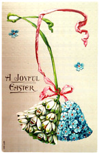 Postcard Embossed A Joyful Easter Bells Made of Flowers picture