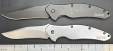 Kershaw 1840 SS & 1840CKT XXXX Shallot Plain Edge Blades GREAT USED Lot of 2 picture
