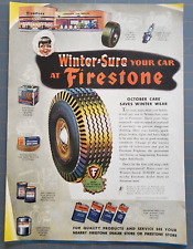 1944 Firestone Tires Winter-Sure Your Car WWII Print Ad picture