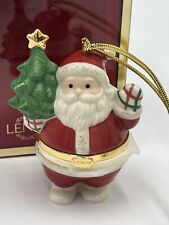 Vintage Christmas Ornament Trinket Box Figurine Lenox Santa Claus Porcelain picture