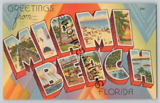 GREETINGS FROM Miami Beach Florida Posted 1952 picture