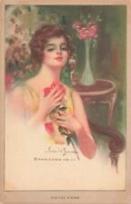 VTG Signed Frederick Duncan Lovely Woman For You A Rose Water Color Series P591 picture