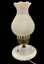 Vintage White Milk Glass Hurricane Hobnail Table Lamp 11'' Tall Electric Works picture