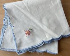 12 Embroidered Napkins Cotton Off White Linens Tea Party Brunch picture