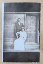 1910 RPPC log cabin photo postcard ID Cal & Mazie written, unposted, unbranded picture