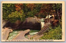 Basin Old Mans Foot Franconia Notch White Mountains New Hampshire Linen Postcard picture