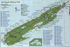 Map of Isle Royale National Park, Lake Superior Michigan, Trails etc. - Postcard picture