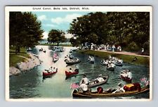 Detroit MI- Michigan, Grand Canal, Belle Isle, Antique, Vintage Postcard picture
