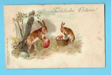 EASTER RABBIT AND EGG VINTAGE POSTCARD 2361 picture