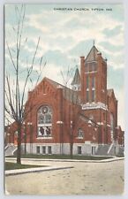 Tipton Indiana~Christian Church & Street Corner~c1910 Postcard picture
