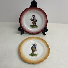 Vintage 1920s - 30s Football Player Porcelain Plate Pair picture