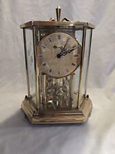 Kundo Shiny Gold Brass Anniversary Pendulum Clock Mantle Hexagon Glass Encased picture