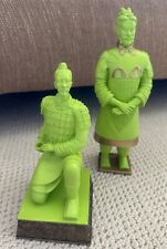 Rare 2 Terracotta Warrior statue figurines General & Soldier China byResin Green picture