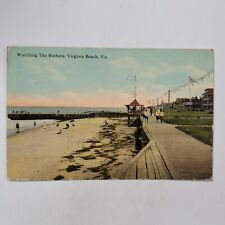 Ocean View Virginia Beach Scene Watching The Bathers Vintage Postcard c1913 picture