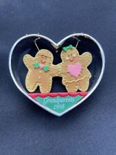 1998 Carlton Cards Christmas Ornament Gingerbread Men Cookie Cutter Grandparents picture
