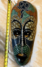 Indonesian Tribal Mask Decor Hanging Wall Art Wooden Hand Carved Large 19.5