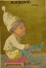 1870's-80's Kazine Washing Powder Child Striped Stockings Night Cap P45 picture