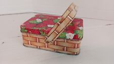 Vintage Giftco Hong Kong Strawberry Basket Tin with Paper Notes Inside 1985 picture