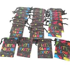 NWOT Lot of 24 Party Goodie Bags Let's Glow Crazy Drawstring Bags Treat Neon picture