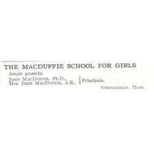 The John MacDuffie School for Girls Springfield MA c1918 Advertisement AE5-SV1 picture