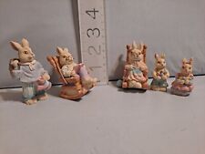 Vintage Easter Village Set of  5 Pc Bunny Figurines Figures picture