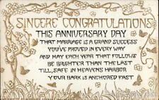 Sincere Congratulations-Anniversary Sandford Card Co. Antique Postcard Vintage picture