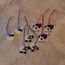 Vintage Handmade Bucilla Felt Cow Sheep and Duck Christmas Ornaments picture