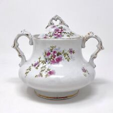 Antique Willets Manufacturing Co W.M. Co Semi Porcelain Sugar Bowl w/ Lid Floral picture