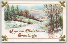 Postcard   Joyous Christmas Greetings Embossed Winter Scene 1915  (a1) picture
