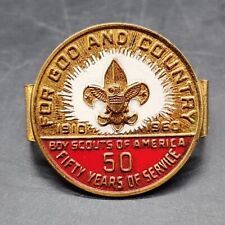 Boy Scout Neckerchief Slide BSA 50 Years of Service God and Country Vintage 1960 picture