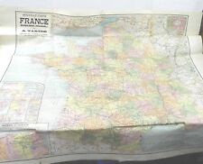 VINTAGE 1915-18 FRANCE MAP INCLUDING FRENCH COLONIES ALL IN FRENCH LANGUAGE picture
