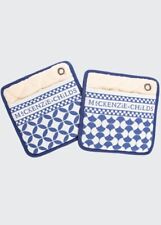 Mackenzie-Childs Geo Pot Holders Royal Blue Set of 2 NEW picture