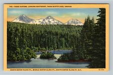 Scotts Lake OR-Oregon, Three Sisters Vintage Souvenir Postcard picture