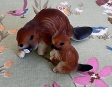 Vintage Miniature Bone China Beavers Family Forest Figurines Lot of 2. picture