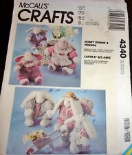 Vtg 1980's McCall's Pattern 4340 Bunny & Lamb Dolls Honey Bunnie & Friends Uncut picture