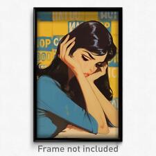 Brazilian Movie Poster - Girl Feeling Brooding, Thick Blue Bodysuit (Art Print) picture