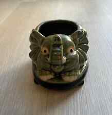 Vintage Majolica-Style Lucky Elephant Planter, Green and Brown, Marked 509 picture