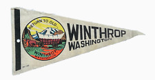 Vintage Return to Old WINTHROP WASHINGTON Ox Wagon Mountain Mini Pennant 7.75
