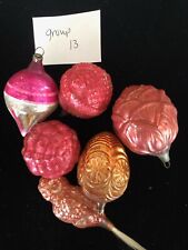 Antique Vintage German Lot Of Mixed Red Gold Pink Mercury Glass Ornament- 1900s picture
