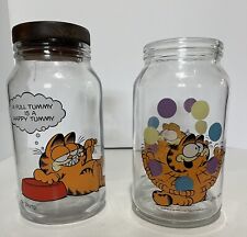 Garfield Clear Glass Storage Jar Vintage 1978 Lot of Two (2) picture