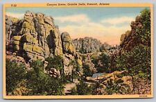 Prescott Arizona Granite Dells Canyon Scenic Landscape Linen Cancel WOB Postcard picture