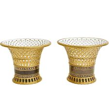 Pair Manufacture de Sevres Reticulated Porcelain Baskets Corbeille Jasmin c 1820 picture