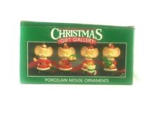 Vintage Set of 4 Christmas Ceramic Bisque Mice Action Industries 1990 picture