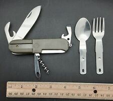 Olive Drab Camping Folding Knife w/ Fork & Spoon picture