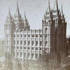 Antique 1890s Salt Lake Mormon Temple w Text Stereoview Photo Card P1823 picture