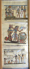 Vintage Lot of 3 Rare Authentic Papyrus Hand Painted Art Paintings 12x17 (P-7) picture