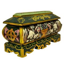Handmade Hand Painted Nepal Buddhist Wooden Incense  Burner Holder W Wood Drawer picture
