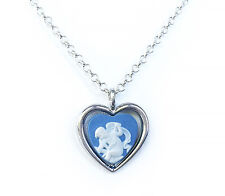 Authentic Wedgwood - Cupid in Heart Cameo Pendant on Silver Plate Chain picture