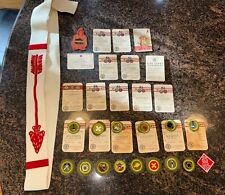 Vtg Huge Lot Boy Scout Merit Badges Patch Cards 1950s Type E BSA Arrow Sash Mint picture
